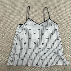 ❌SOLD❌ Tibi nautical knots stripes silk neck camisole top navy white medium